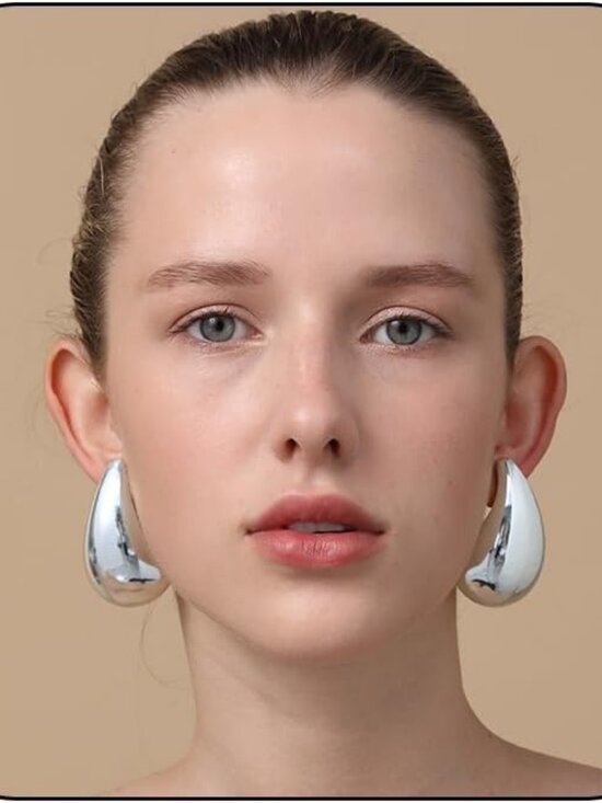 Jewelry - Extra Large Big Drop Earrings for Women, Oversized Chunky Gold Hoop Earrings Lig